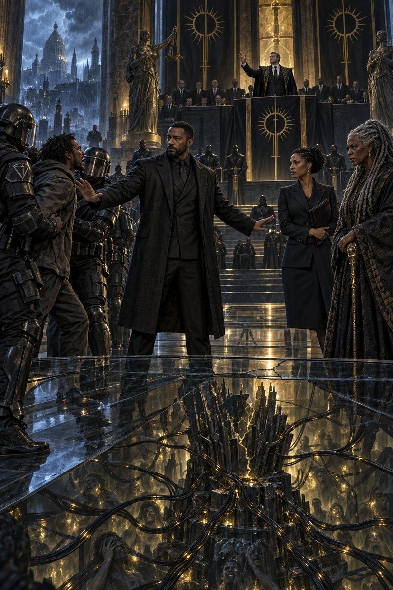 A gathering inside a grand hall of the Seven Houses